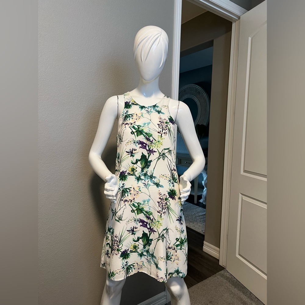 Amour Vert Floral Print Silk A Line Dress size XS